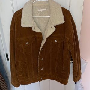Pacsun brown corduroy fur lined jacket